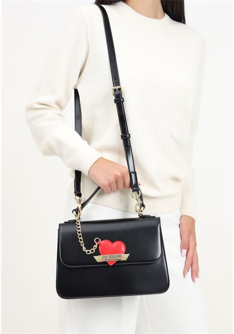 Black women's handbag with red heart charm LOVE MOSCHINO | JC4138PP1LLM1000